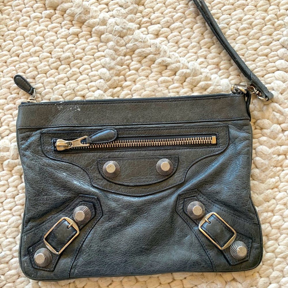 Blue/Grey Balenciaga Wristlet